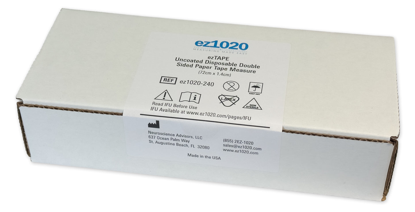 Case of 240 ez1020 disposable EEG electrode placement tape measures for International 10-20 System measurements.