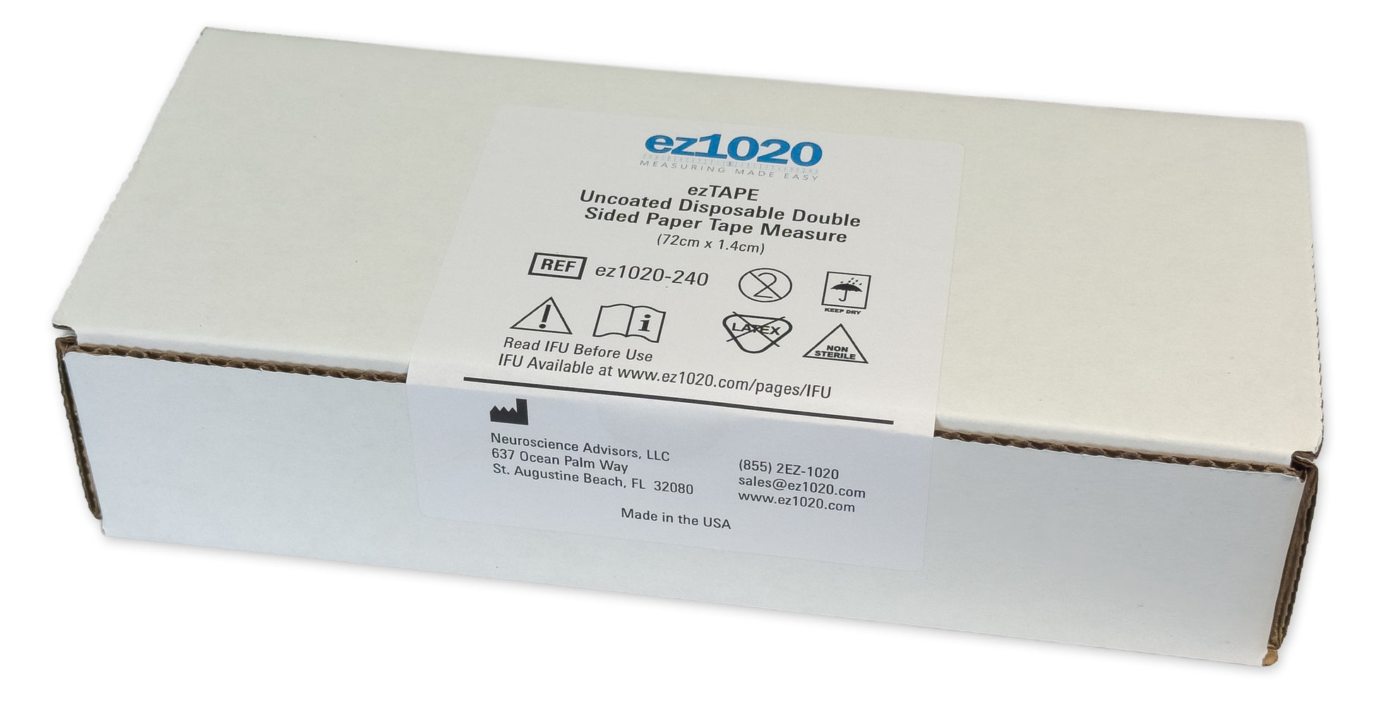 Case of 240 ez1020 disposable EEG electrode placement tape measures for International 10-20 System measurements.